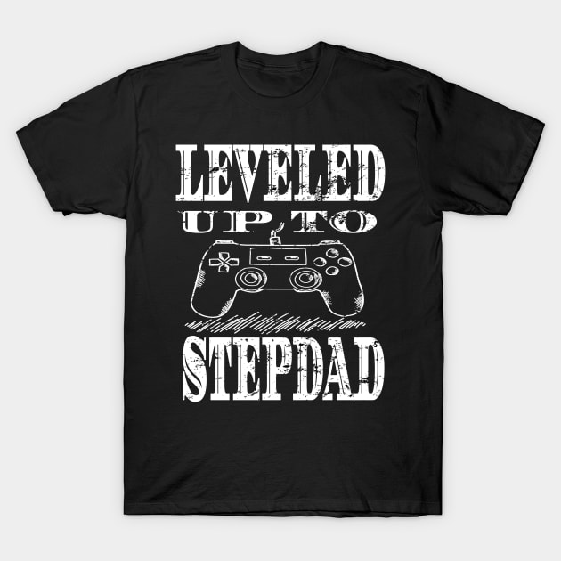 Mens Leveled Up To Stepdad Funny Gaming design T-Shirt by KnMproducts